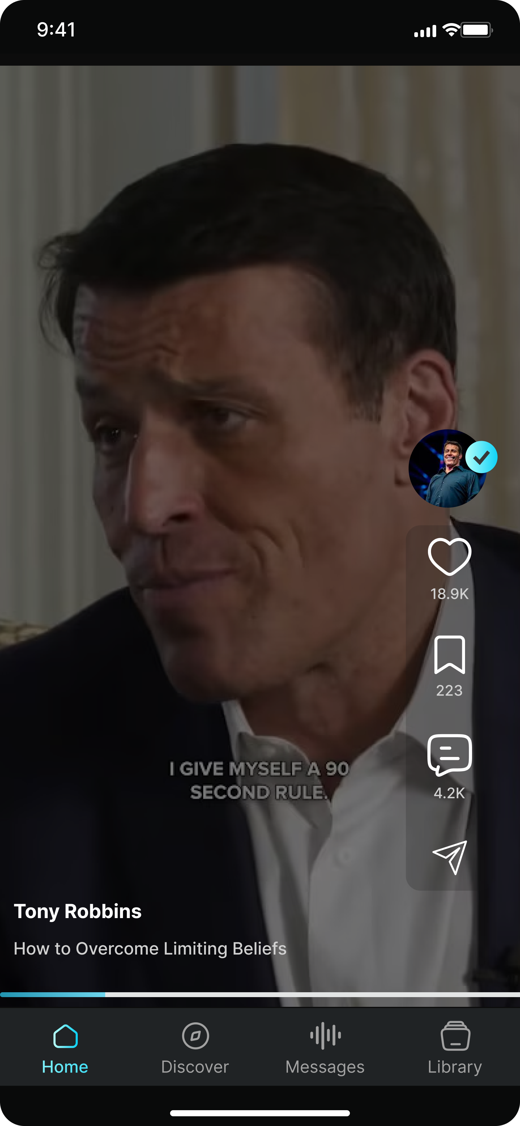 Good Talk app — full-screen video reel from a verified coach